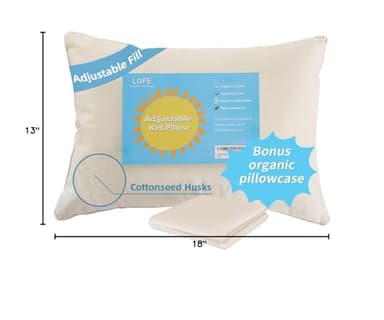 LOFE Organic Toddler Pillow with Pillowcase - 13x18 Toddler Pillow with 100% Organic Cotton Shell, Adjustable Loft Organic Kid Plilow, Machine Washable, Soft, Perfect for Kids&Toddler&Children - Image 8