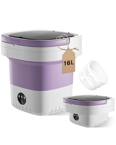 16L Portable Washing Machine, Foldable Small Washer with Spin Basket Laundry Machine, 3 Cleaning Modes Suitable for Underwear Baby Small Clothes, Foldable Design Ideal for Hotel Camping Apartment Home - Image 1