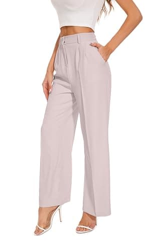 FUNYYZO Women's Wide Leg Pants High Elastic Waisted in The Back Business Work Trousers Long Straight Suit Pants - Image 1