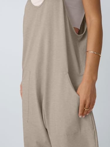 AUTOMET Jumpsuits for Women Casual Summer Outfits Rompers Comfy Beach Vacation Trendy Overalls Jumpers Fashion Clothes 2025 BeigeGrey S - Image 5