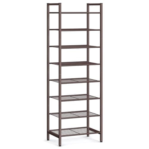 SONGMICS Narrow Shoe Rack - Sturdy 8 Tier Metal Tall Shoe Rack Shelf, Slim Shoe Storage Organizer for Closet Entryway Small Spaces, Bronze - Image 1