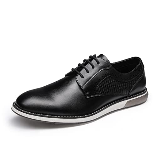 Bruno Marc Men's Casual Dress Sneaker Shoes, Business Formal Derby Plain Toe Oxfords Crossflex GentEdge,Size 14W,Black,SBOX223MWIDE - Image 1