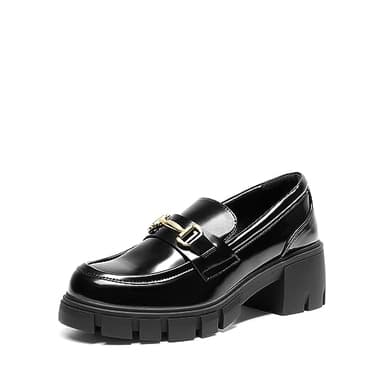 DREAM PAIRS Loafers for Women Platform Chunky Loafers Slip On Casual Shoes,Size 8.5,Black-Pat,SDLS2321W - Image 1