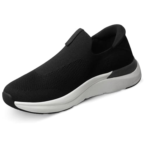LBTPK Men's Slip On Walking Shoes Non Slip Running Shoes Breathable Tennis Workout Shoes Lightweight Gym Training Sneakers,Black 9 - Image 1