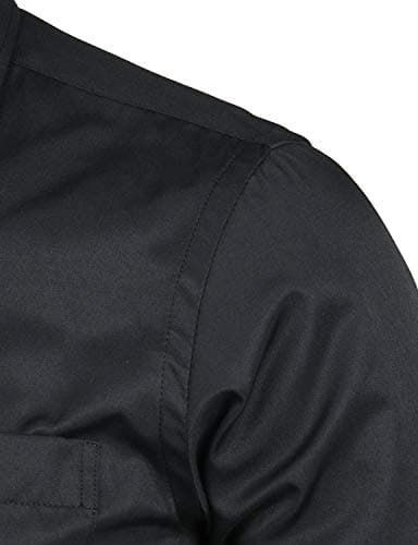 ZEROYAA Men's Long Sleeve Dress Shirt Solid Slim Fit Casual Business Formal Button Up Shirts with Pocket ZSSCL01 Black Medium - Image 5