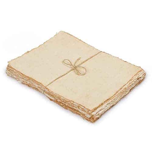 LEATHER VILLAGE Watercolor Paper - 6 X 4 inches, 50 Sheets - Mixed Media Watercolor Paper - 150 GSM Thick Deckle Edge Virgin Cotton Handmade Paper - Vintage Toned - Image 1