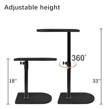 YUHFERA 360° Rotatable Sofa Tray Table for Couch Arm - Height Adjustable End Table for Bed or Chair with Phone & Tablet Slots, TV Tray Table, Side Table Tray for Small Spaces（Black,Arc） - Image 2