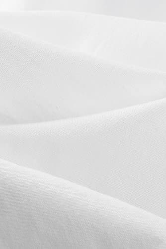 JMIERR Men's Summer Casual Stylish Short Sleeve Button-Up Shirts Cotton Linen Solid Color Business Dress Shirts Chambray Beach Shirt, L, White - Image 7