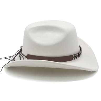 JOTDEW Cowboy Hat for Women Men Wide Brim Western Cowgirl Hat Roll up Brim with Belt Buckle Classic Suede Country Cowboy Hat KK-004 Beige - Image 6