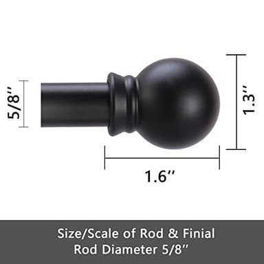 GXOACKJ Curtain Rods for windows 32-48 inch, 5/8 inch Decorative Curtain Rod Set, Matte Black Splicing Heavy Duty Metal Curtain Rod with Brackets - Image 5