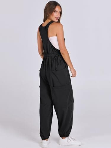 ANRABESS Women Overalls Jumpsuits Loose Casual Dressy Sleeveless Baggy Harem Pants Romper Jumpers 2025 Trendy Summer Outfits Black X-Large - Image 5