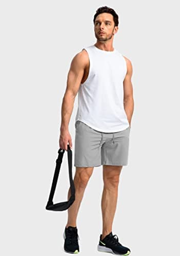 Men's Running Shorts with Zipper Pockets 7 Inch Lightweight Quick Dry Gym Athletic Workout Shorts for Men (Light Grey, XL) - Image 6