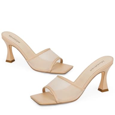 Modatope Nude Heels for Prom Open Toe High Heels Sandals Heels for Women Party Dressy Size 9 - Image 6