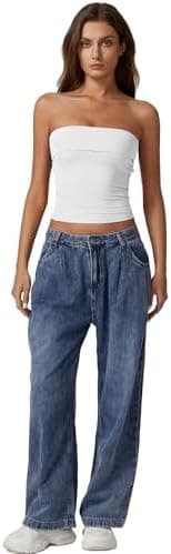 QINSEN Women's Tube Tops Strapless Bandeau Tops Double Lined Slim Fit Summer Going Out Tank Tops - Image 5