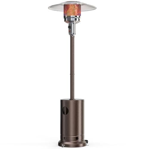 OLIXIS 48,000 BTU Propane Heaters with Wheels, Patio Heater Outdoor with Round Table Design, For Deck Porch Garden Commercial Residential, 17.7 x 17.7 x 87 inches (LxWxH) - Image 1