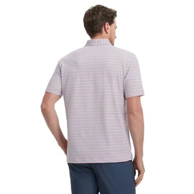 Rouen Mens Polo Shirts Short Sleeve Stripe Dry Fit Performance Moisture Wicking Casual Collared Golf Shirts for Men - Image 6