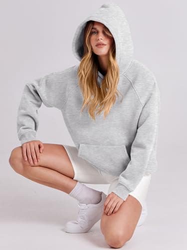 ANRABESS Women Hoodies Oversized Fleece Long Sleeve Comfy Casual Basic Pullover Sweatshirts 2025 Fall Outfits Y2K Clothes Grey Small - Image 7
