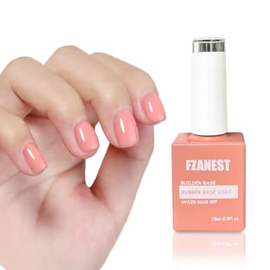 FZANEST Peach Pink Rubber Nail Base Gel 6 in 1 Builder Gel For Nails Thickening Strengthener Extension 15ml - Image 6