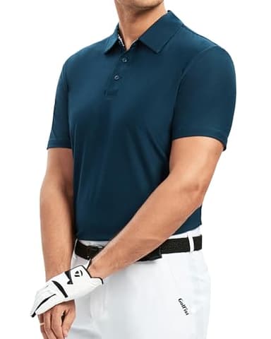 Alex Vando Mens Golf Shirt Moisture Wicking Quick-Dry Short Sleeve Casual Polo Shirts for Men,Navy,XL - Image 3