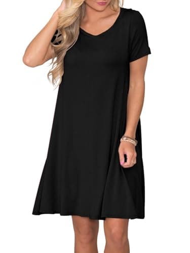 lionstill Women's Summer Casual T Shirt Dresses Swing Dress Black 2XL - Image 2