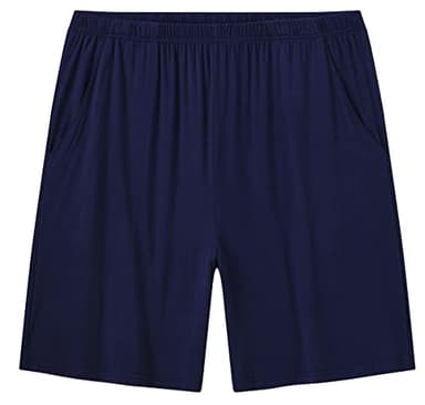 MoFiz Mens Pajama Sets Modal Comfy Sleep Shorts Lounge &Tops Tshirts PJs Sets Lightweight Thin Cool Summer Sets Size L Navy - Image 3