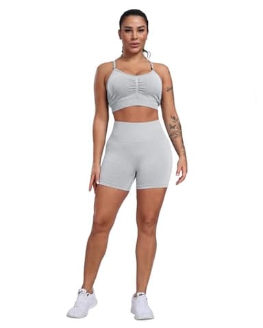 CHRLEISURE Women's 4 Packs Workout Gym Shorts, High Waisted Butt Lifting Scrunch Butt Seamless Booty Shorts(Black,Black,DGray,LGray,XL) - Image 3