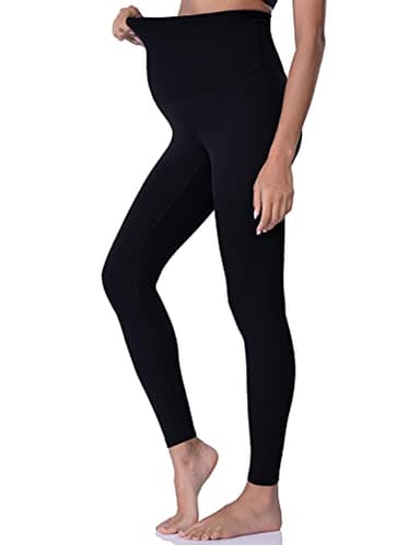 POSHDIVAH Women's Maternity Leggings Over The Belly Pregnancy Yoga Pants Active Wear Workout Leggings Black Medium - Image 3