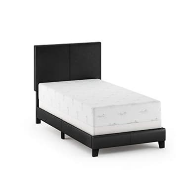 FURINNO Pessac PU Leather Upholstered Platform, Twin, Black - Image 7