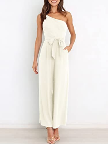ANRABESS Women Summer Dressy Jumpsuits One Shoulder Sleeveless Casual Wide Leg Pants Romper Jumper 2025 Trendy Fall Outfits White Large - Image 6