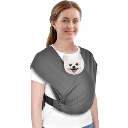 CUBY Swaddle Dog Sling Carrier for Small Dogs, Front Pet Sling Carrier Chest,Hands Free Adjustable Cat Sling Carrier Soft Cotton Reducing Pain Puppy Sling Carrier for Small Pet Up to 10lb (Dark Gray) - Image 1