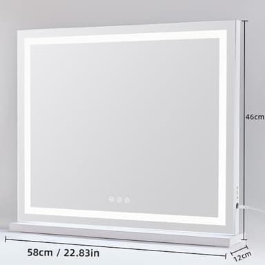 HIEEY Lighted Makeup Mirror, Hollywood Vanity Mirror with Lights, Three Color Lighting Modes, with 4in 20X Magnification Mirror, Smart Touch Control, 360°Rotation (22.8in,White) - Image 3