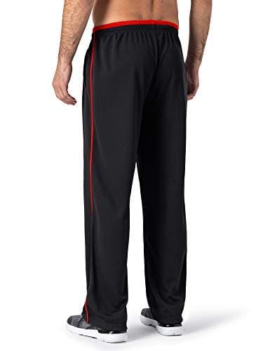 MAGNIVIT Men's Athletic Pants Lightweight Wide Leg Exercise Lounge Pants Loose Fit Black/Red - Image 3
