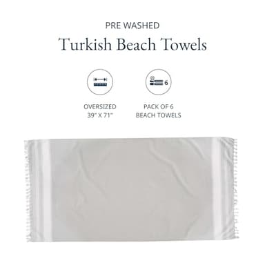 LANE LINEN Beach Towels 6 Pack, Bulk Beach Towels Oversized, Pool Towels for Adults, Pre-Washed, Sand Free Beach Towel, Fast Drying Beach Towel, 39"x71" - Classic Color - Image 3