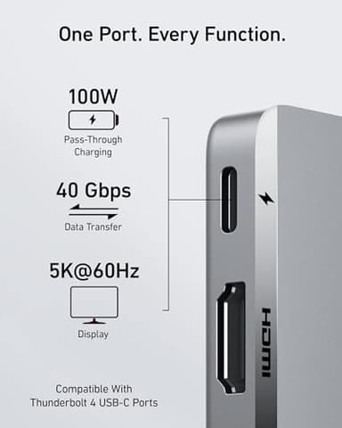 Anker USB C Hub for MacBook, 7-in-2 with 4K HDMI, Compatible with Thunderbolt 4, 1 Type C and 2 USB A Data Ports for MacBookPro 13 Inch, MacBookAir M1 / M2, and More - Image 3