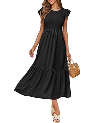 OFEEFAN Casual Dress Black Maxi Dress Funeral Dress for Women Plus Size XXL - Image 3