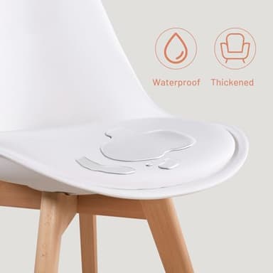 Dining Chairs Set of 6, Side Chairs Upholstered Armless Mid-Back Faux Leather Cushioned for Dining Room Kitchen Living Room, Soft Padded Seats & Solid Wood Legs, White - Image 4