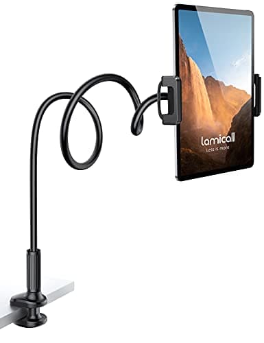 Lamicall Gooseneck Tablet Mount Holder for Bed - Flexible Tablet Arm Clamp for Bed Compatible with Pad Mini 7.9, Air 9.7, Pro 10.5, Kindle, Switch, Galaxy Tabs, More 4.7-11" Device - Black - Image 1