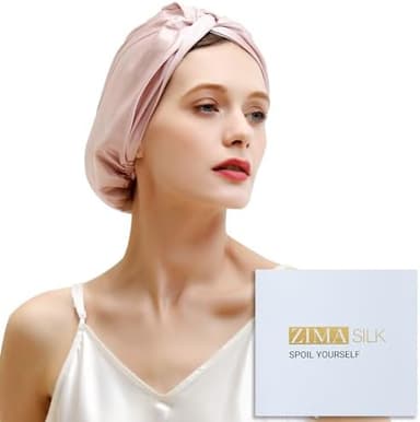 ZIMASILK 22 Momme 100% Mulberry Silk Bonnet for Sleeping & Women Hair Care, Highest Grade 6A Silk Hair wrap for Sleeping with Premium Elastic Stay On Head (1Pc, Pink - Image 2