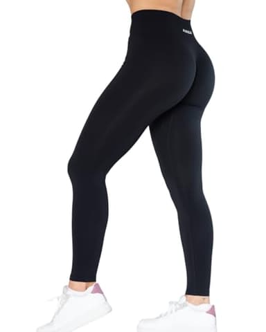 AUROLA Dream Collection Workout Leggings for Women High Waist Seamless Scrunch Athletic Running Gym Fitness Active Pants Dark Black S - Image 3