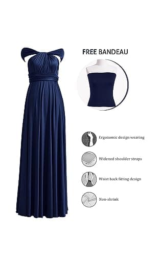 72styles Womens Long Bridesmaid One Shoulder Convertible Wrap Cocktail Maxi Dress Infinity Multi-Way Dress with Bandeau - Image 2