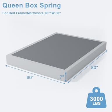 HOBINCHE Queen Box Spring - 7 Inch High Profile Box Spring for Queen Bed, Sturdy Metal Frame Mattress Foundation, Easy Assembly, Quiet & Noise-Free - Image 2