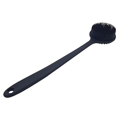 DNC Back Scrubber for Shower Soft Silicone Bath Body Brush with Long Handle (Black) - Image 8