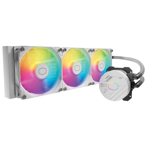 Cooler Master 360L Core White Close-Loop AIO Liquid Cooler, Ryzen 9|intel 9 Gen S Dual Chamber Pump, Quiet 120mm PWM Fan, Customize aRGB Lighting, 360 Radiator, AMD AM5|4, Intel LGA 1851|1700 Platform - Image 1
