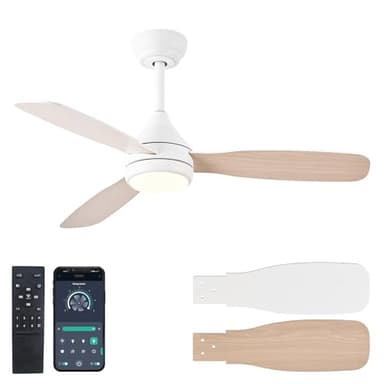 SAMPHON Ceiling Fans with Light and Remote Control, 42'' White Modern Ceiling Fan with Light, Dual-Sided Blades Ceiling Fan with Reversible Motor, 6 Speed for Living Room, Bedroom, Kitchen - Image 1