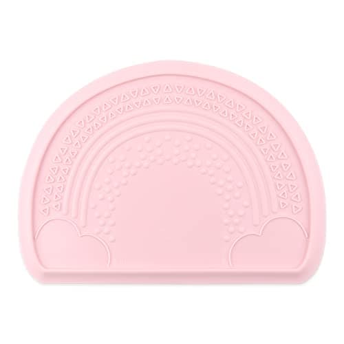 Bumkins Baby Silicone Sensory Placemat, for Babies and Toddlers, Suction Mat for Restaurants, Stick On High Chairs and Tables, Eating Finger Foods, Baby Led Weaning Essentials, Ages 6 Months Up, Pink - Image 1
