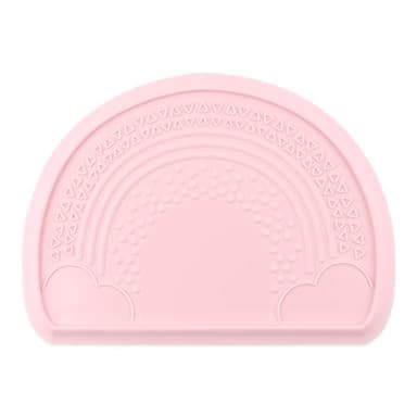 Bumkins Baby Silicone Sensory Placemat, for Babies and Toddlers, Suction Mat for Restaurants, Stick On High Chairs and Tables, Eating Finger Foods, Baby Led Weaning Essentials, Ages 6 Months Up, Pink - Image 1