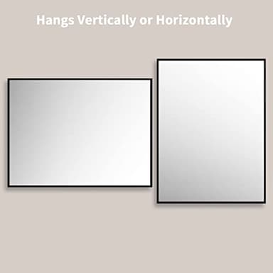 LOAAO 48"X36" Black Rectangle Bathroom Mirror Wall, Matte Black Aluminum Alloy Frame, Tempered Glass, Hangs Vertically or Horizontally, Easy to Install - Image 5