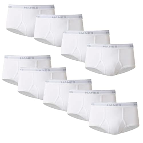 Hanes Mens Moisture-wicking Cotton Briefs, Available In White And Black, Multi-packs, White - 9 Pack, Medium US - Image 1