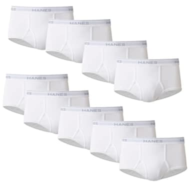Hanes Mens Moisture-wicking Cotton Briefs, Available In White And Black, Multi-packs, White - 9 Pack, Medium US - Image 1