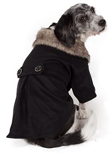 Pet Life Buttoned Coast-Guard Wool Dog Coat - Features Designer Faux-Fur Dog Collar with Belly snap enclosures - Dog Jacket for Small, Medium and Large Dogs - Image 1